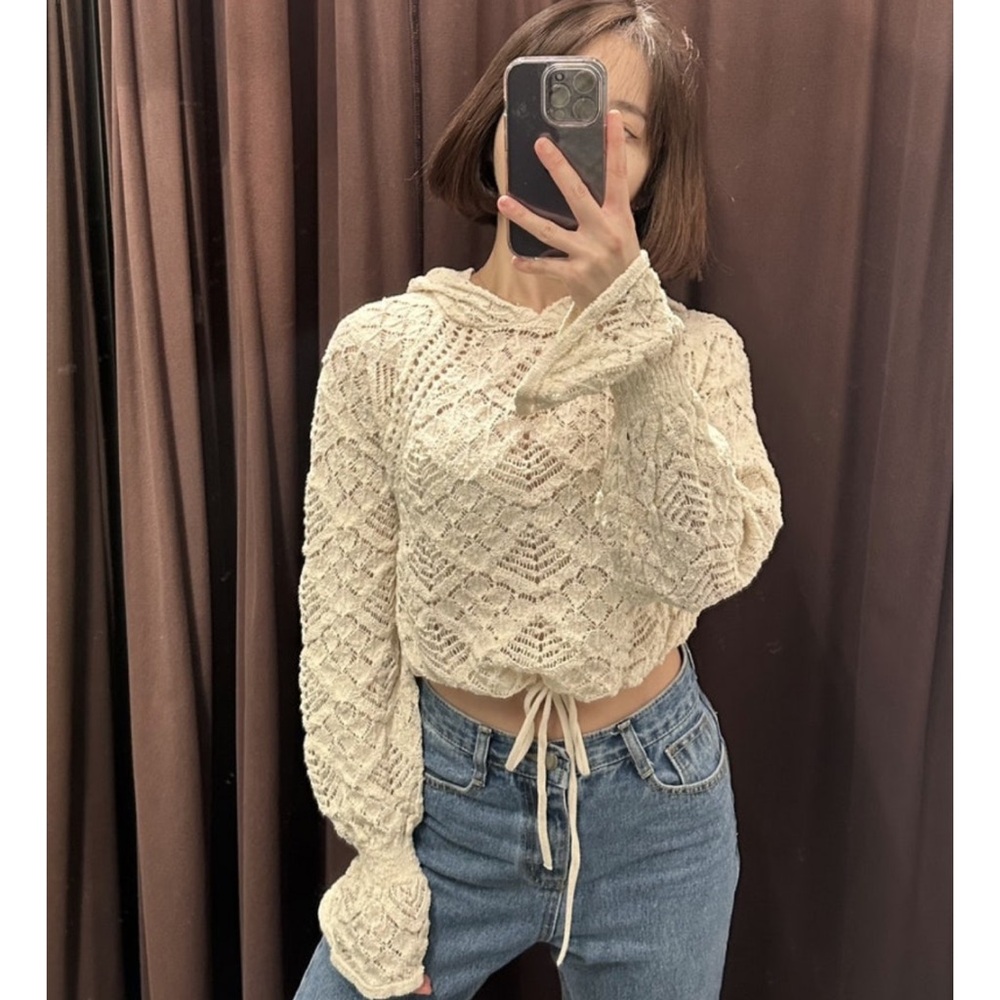 Zara Cream Knit Crop Top NWOT